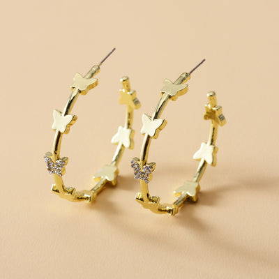 Aretes Mariposa de Cristal Círculo Grande - Image 2
