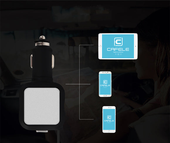Cargador Dual USB Retráctil para Auto 2 en 1