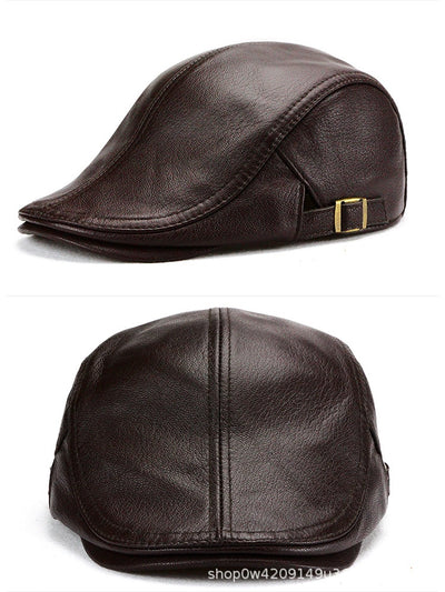 Gorra de Cuero Estilo Coreano Delgada para Otoño e Invierno - Caballeros Maduros - Image 14