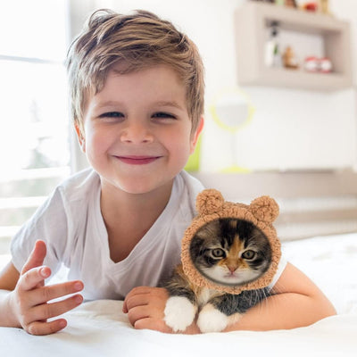 Gorro Disfraz de Osito Cálido para Gatos y Mascotas Pequeñas - Image 4