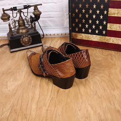 Zapatos de Cuero Estilo Británico con Estampado Serpiente - Modelo Bajo - Image 7