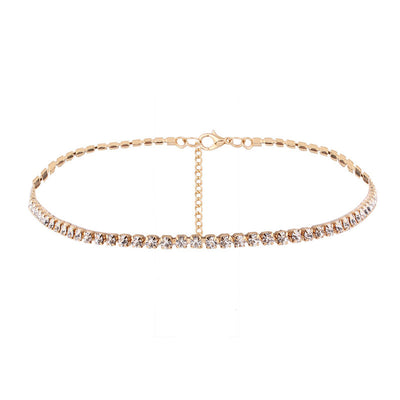 Collar Corto Choker de Cristal Dorado y Plateado para Mujer - Image 3