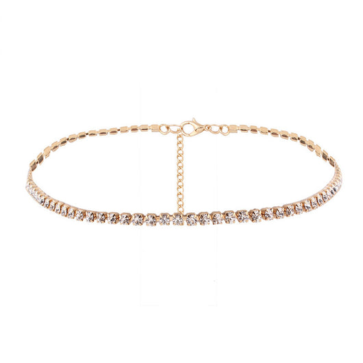 Collar Corto Choker de Cristal Dorado y Plateado para Mujer - Image 3