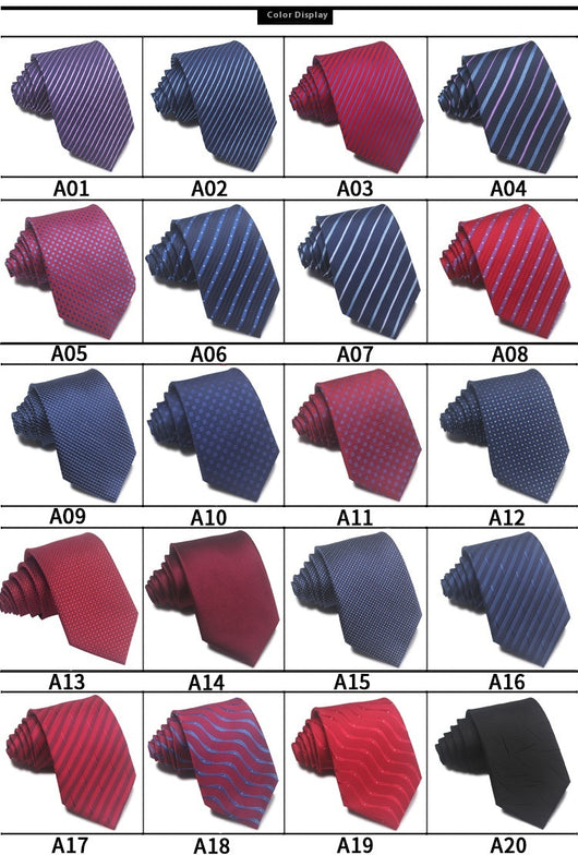 Corbata Jacquard Rayada 8CM para Hombre - Rojo, Negro y Azul - Image 27