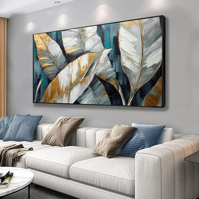 Cuadro Abstracto Hojas de Plátano Dorado Verde - Arte Moderno en Lienzo para Sala y Dormitorio - Image 5