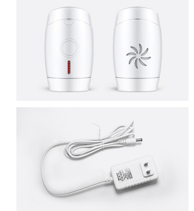 White home laser hair removal instrument with a sleek design, featuring a circular control button and red indicator lights. - Image 10