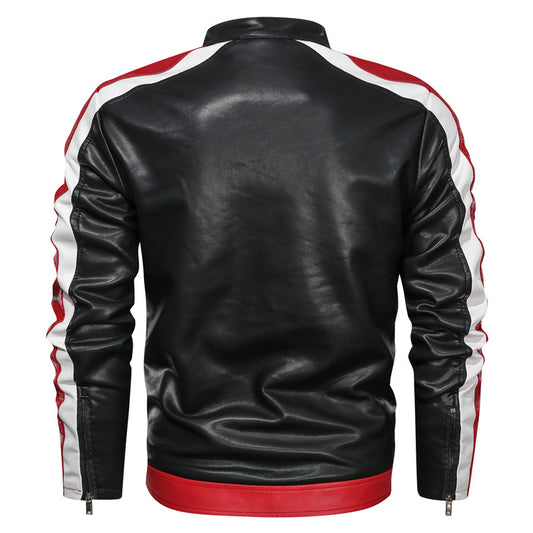 Chaqueta de Cuero para Motocicleta con Cuello Alzado - Image 2