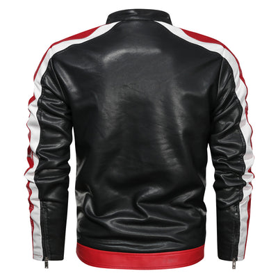 Chaqueta de Cuero para Motocicleta con Cuello Alzado - Image 2