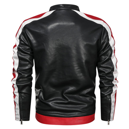 Chaqueta de Cuero para Motocicleta con Cuello Alzado - Image 2