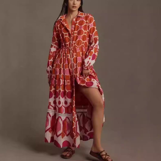 Vestido Camisero Floral de Manga Larga para Mujer - Image 3