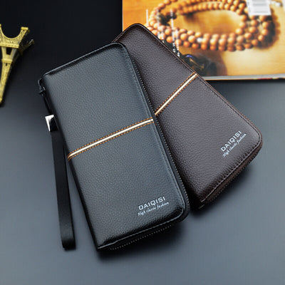 Cartera Larga para Hombre Europea - Billetera de Cuero con Cierre de Cremallera Estilo Ejecutivo - Image 3