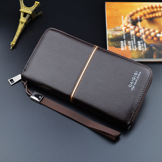 Cartera Larga para Hombre Europea - Billetera de Cuero con Cierre de Cremallera Estilo Ejecutivo - Image 8