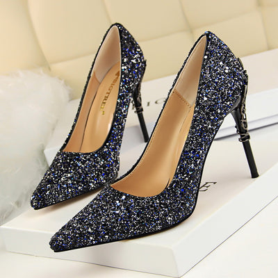 Tacones altos puntiagudos con lentejuelas - Image 10