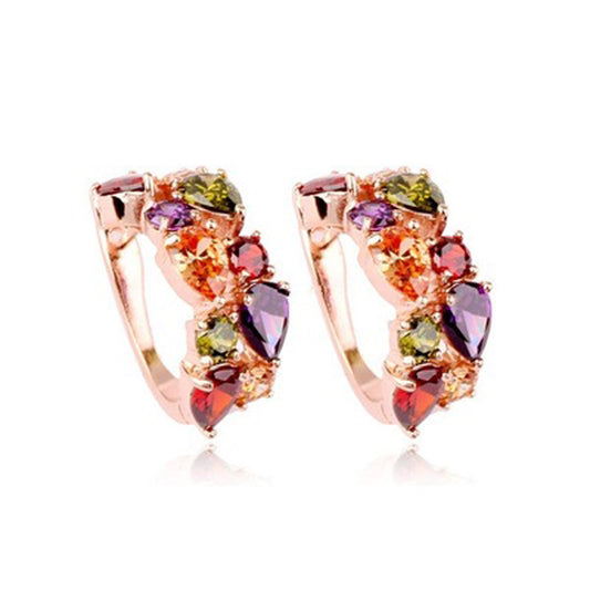 Juego de Joyas Floral Oro Rosa con Zirconia Cúbica Multicolor - Image 2
