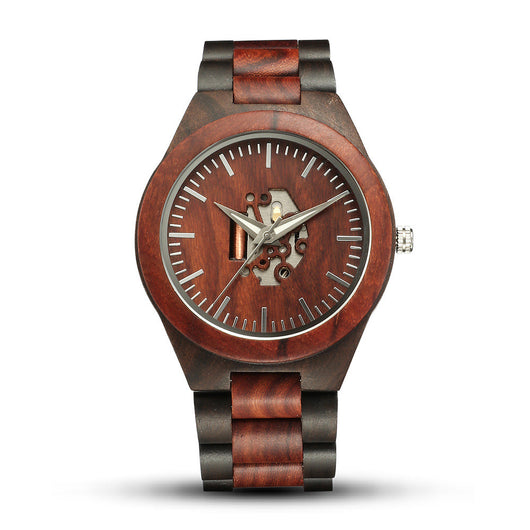 Reloj de Madera con Diseño Esqueleto para Hombre - Image 5
