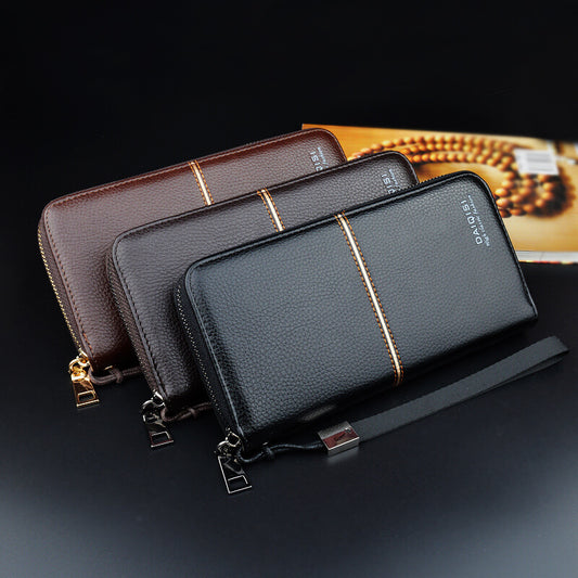 Cartera Larga para Hombre Europea - Billetera de Cuero con Cierre de Cremallera Estilo Ejecutivo