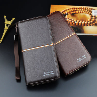 Cartera Larga para Hombre Europea - Billetera de Cuero con Cierre de Cremallera Estilo Ejecutivo - Image 4