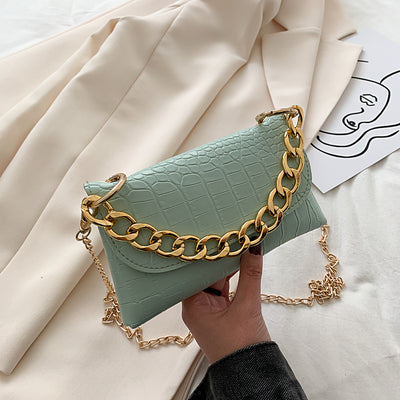 Bolso Mensajero Retro Estampado en Piedra con Cadena para Mujer - Image 5