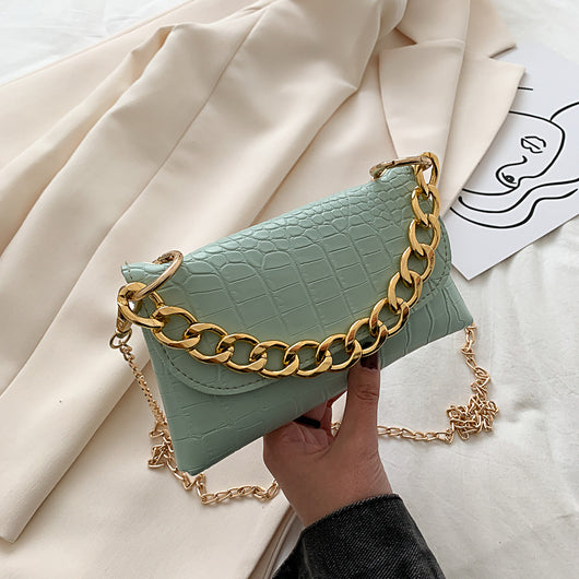 Bolso Mensajero Retro Estampado en Piedra con Cadena para Mujer - Image 5