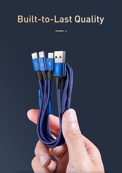 Cable 3 en 1 Rapid Series - iPhone, Android y USB-C Azul Oscuro - Image 20