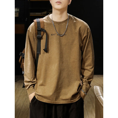 Camiseta Vintage Desgastada Estilo Americano de Manga Larga para Hombre - Image 7