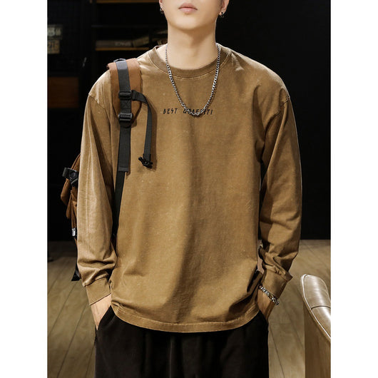 Camiseta Vintage Desgastada Estilo Americano de Manga Larga para Hombre - Image 7