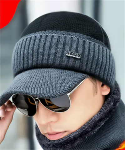 Gorro de Lana Grueso Tejido con Forro Polar para Hombre - Image 3