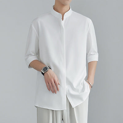 Camisa Estival Hombre Cuello Mao Manga Corta Transpirable - Image 15