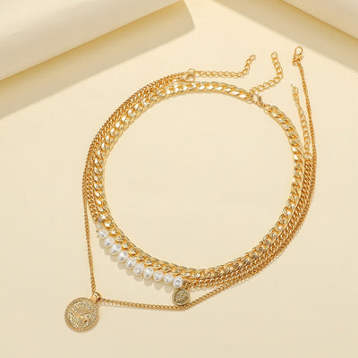 Collar Multicapa con Dije Moneda - Juego Completo de Cadenas Clavícula - Image 9