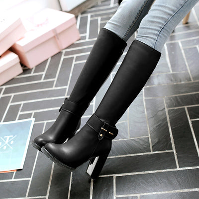 Botas Mujer con Tacón Grueso y Hebilla