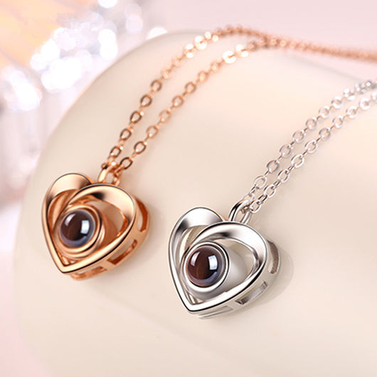 Collar Corazón de Plata S925 con Proyección de Foto Romántica - Image 3