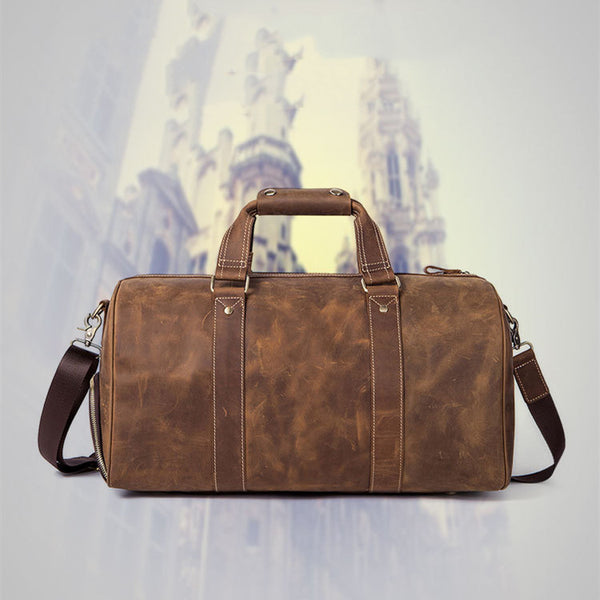 Bolsa de Viaje Vintage en Cuero Crazy Horse para Hombre