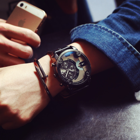 Reloj Deportivo Hombre Estilo Europeo Correa Acero Inoxidable Dial Grande - Image 2