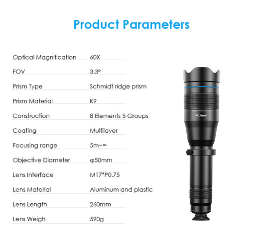 Lente Teleobjetivo Móvil APEXEL - Zoom Profesional para tu Smartphone - Image 3