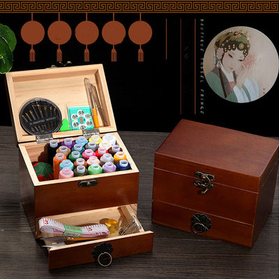 Costurero de Madera Maciza - Kit Completo de Costura para el Hogar