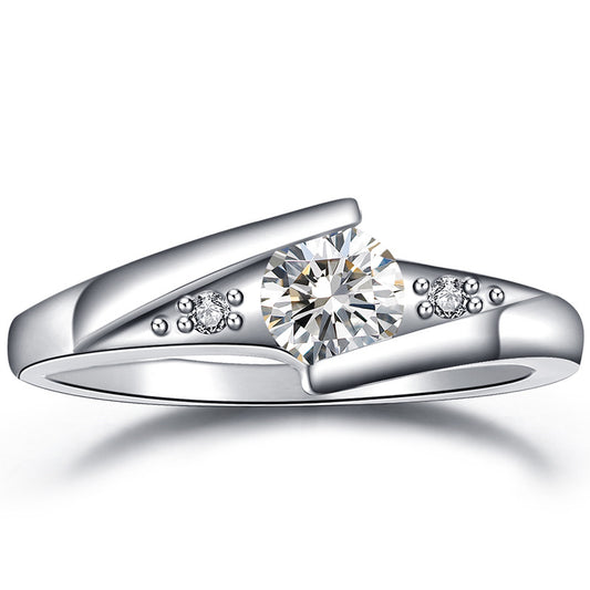 Anillo de Compromiso y Boda con Circonita AAA Baño Oro Blanco