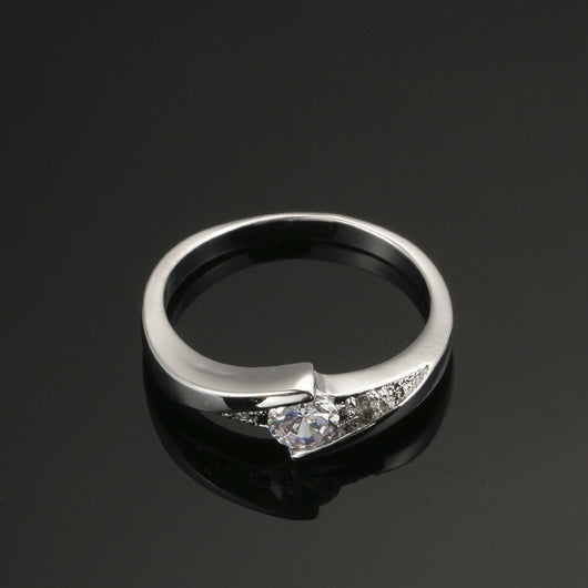 Anillo de Compromiso y Boda con Circonita AAA Baño Oro Blanco - Image 2