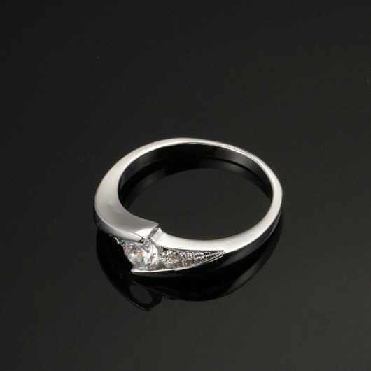 Anillo de Compromiso y Boda con Circonita AAA Baño Oro Blanco - Image 3