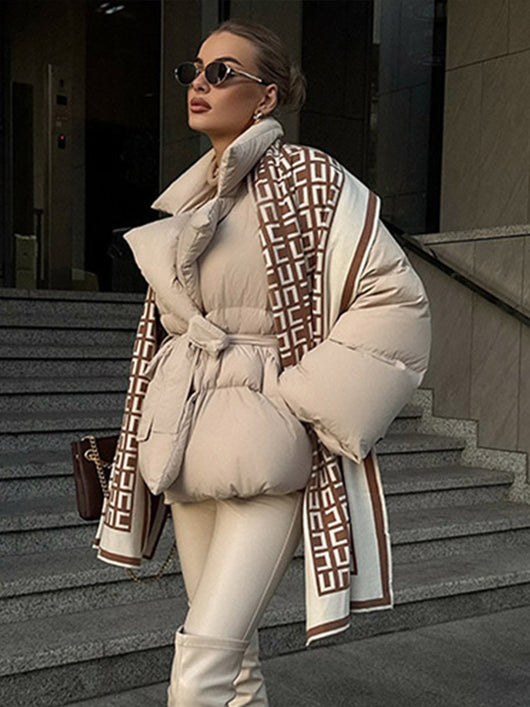 Chaqueta de Algodón con Cintura Controlada y Solapas de Encaje - Image 10