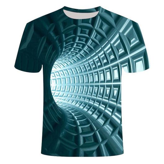 Playera Pareja Estampado 3D Líneas Creativas Unisex