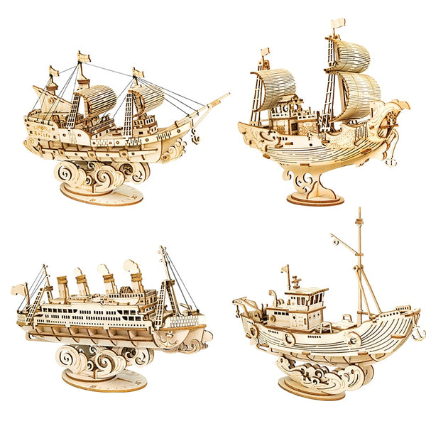 Juegos de Rompecabezas de Madera Barcos y Barquitos Modelo para Niños y Niñas