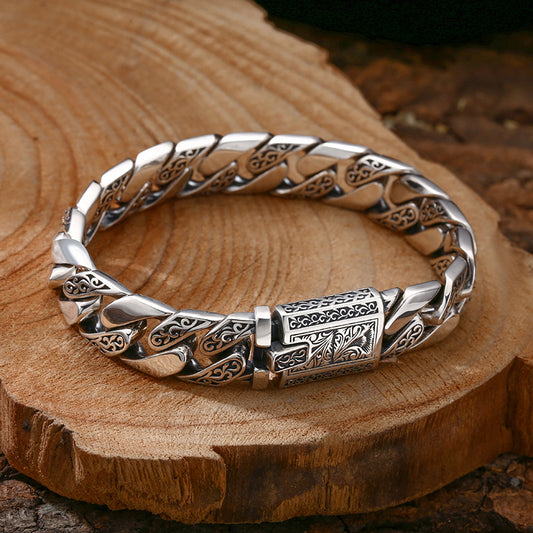 Pulsera de Plata 925 Patrón Tangcao Eslabón Cubano Grueso para Hombre - Image 2
