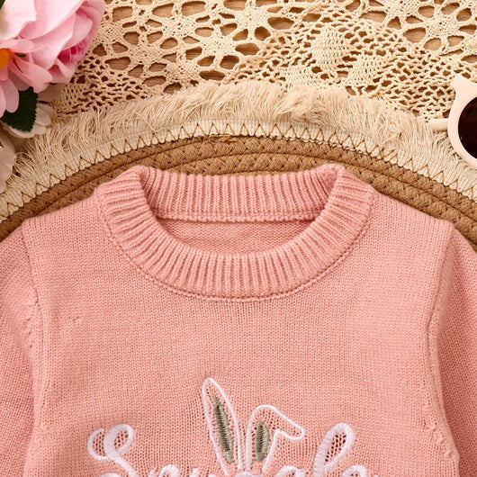Suéter Infantil con Orejas de Conejo y Bordado de Letras para Pascua - Image 33