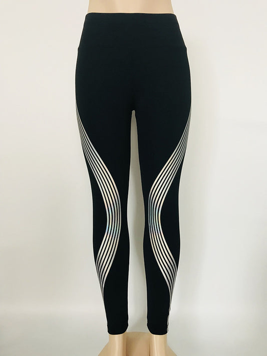 Leggings Reflectantes con Rayas Láser Luminiscentes para Yoga y Fitness