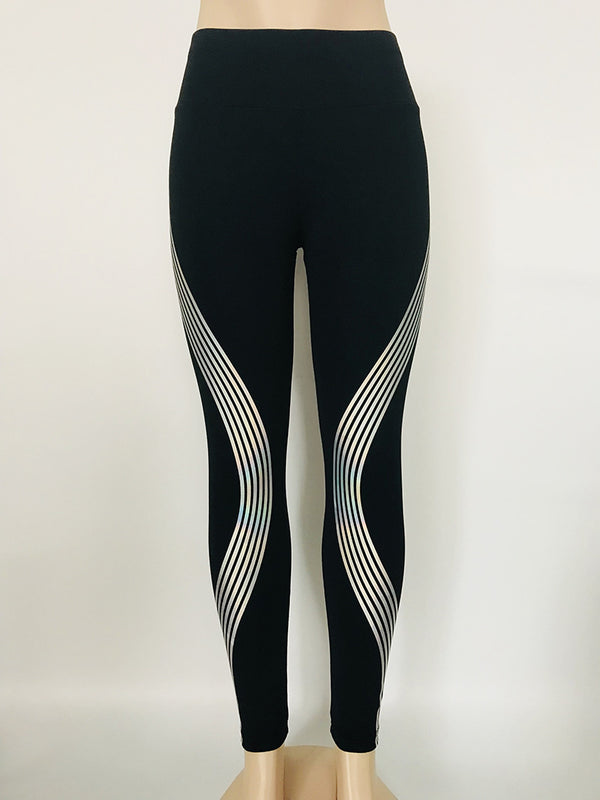 Leggings Reflectantes con Rayas Láser Luminiscentes para Yoga y Fitness