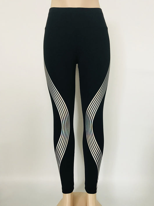 Leggings Reflectantes con Rayas Láser Luminiscentes para Yoga y Fitness