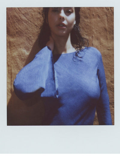 Vestido Largo de Seda Azul con Protección Solar - Estilo Vacacional - Image 11