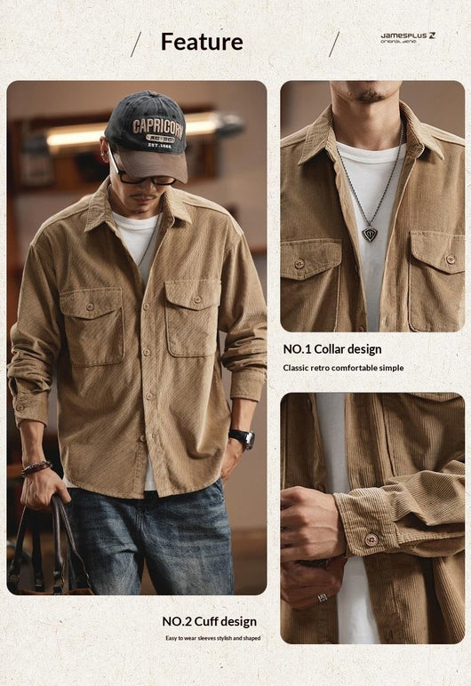 Chaqueta de Trabajo Pesada Estilo Retro Americano para Hombre - Image 12