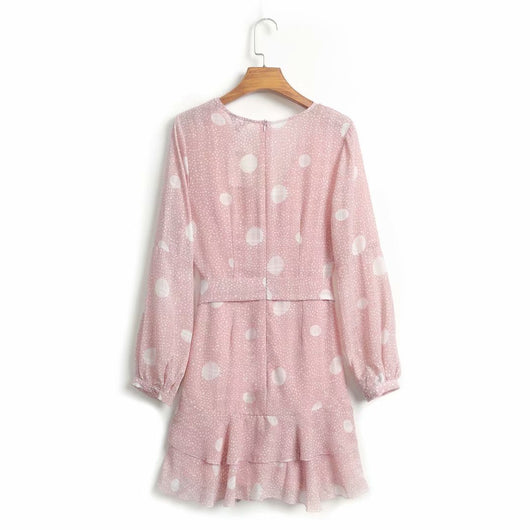 Blusa Escote V Manga Larga con Cintura Ajustable y Estampado Lunares - Image 16