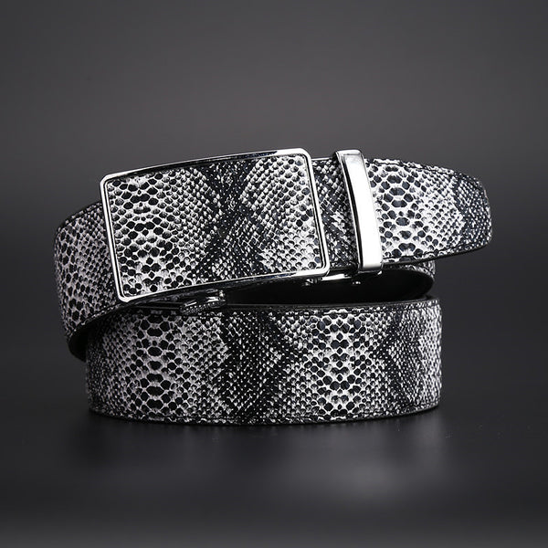 Cinturón de Cuero de Serpiente con Hebilla Automática para Hombre - Image 9